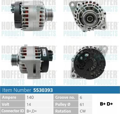 Hoffer H5530393 - Генератор vvparts.bg