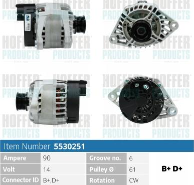 Hoffer H5530251 - Генератор vvparts.bg