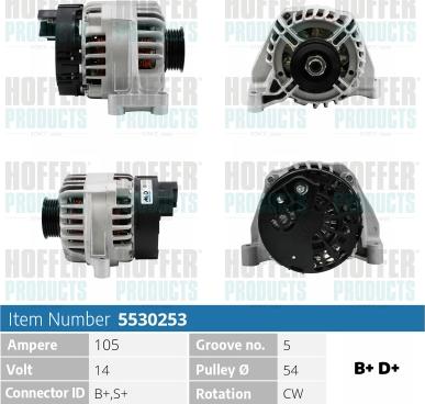 Hoffer H5530253 - Генератор vvparts.bg