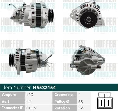 Hoffer H5532154 - Генератор vvparts.bg