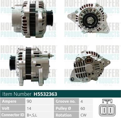 Hoffer H5532363 - Генератор vvparts.bg