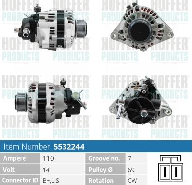 Hoffer H5532244 - Генератор vvparts.bg