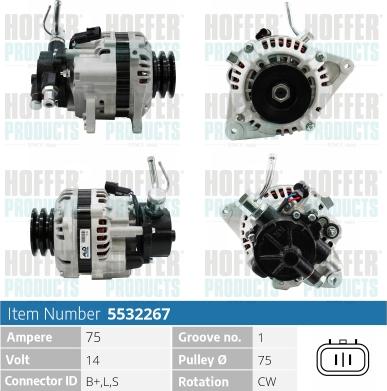 Hoffer H5532267 - Генератор vvparts.bg