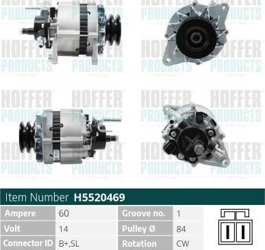 Hoffer H5520469 - Генератор vvparts.bg