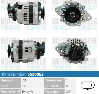 Hoffer H5520063 - Генератор vvparts.bg