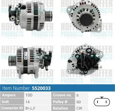 Hoffer H5520033 - Генератор vvparts.bg