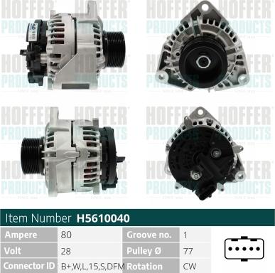 Hoffer H5610040 - Генератор vvparts.bg