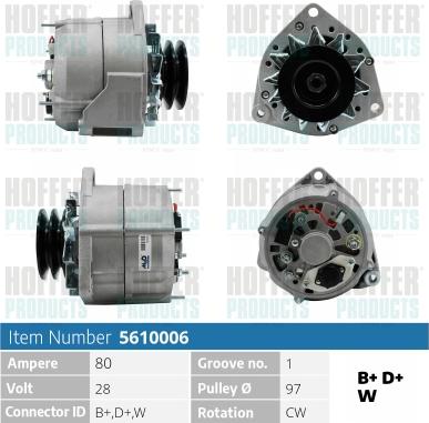 Hoffer H5610006 - Генератор vvparts.bg