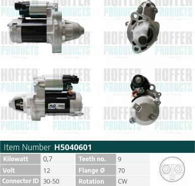 Hoffer H5040601 - Стартер vvparts.bg