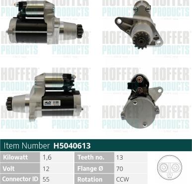 Hoffer H5040613 - Стартер vvparts.bg