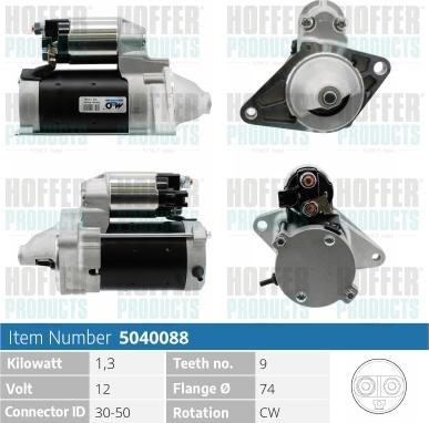 Hoffer H5040088 - Стартер vvparts.bg