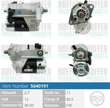 Hoffer H5040191 - Стартер vvparts.bg