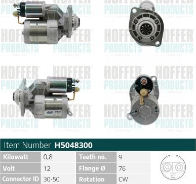 Hoffer H5048300 - Стартер vvparts.bg