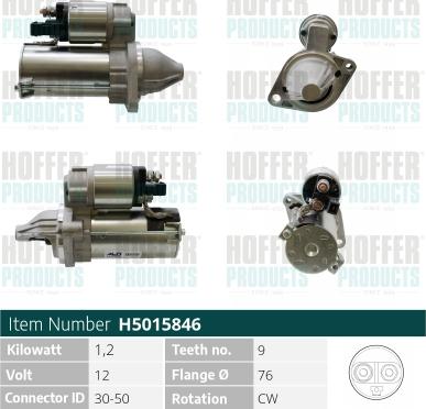 Hoffer H5015846 - Стартер vvparts.bg