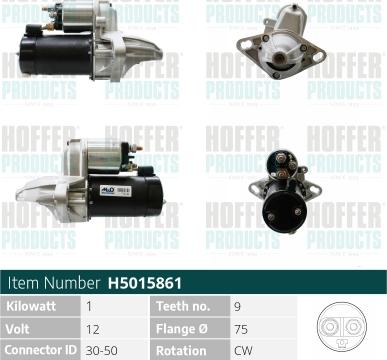 Hoffer H5015861 - Стартер vvparts.bg