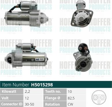 Hoffer H5015298 - Стартер vvparts.bg