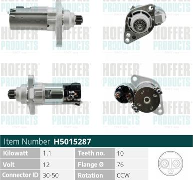 Hoffer H5015287 - Стартер vvparts.bg