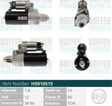 Hoffer H5010515 - Стартер vvparts.bg