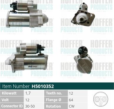 Hoffer H5010352 - Стартер vvparts.bg