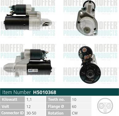 Hoffer H5010368 - Стартер vvparts.bg