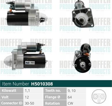 Hoffer H5010308 - Стартер vvparts.bg