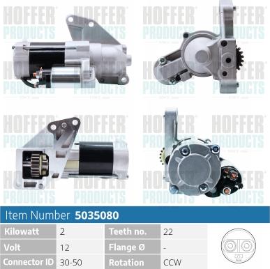 Hoffer H5035080 - Стартер vvparts.bg