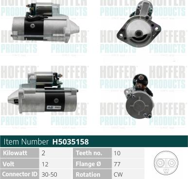 Hoffer H5035158 - Стартер vvparts.bg