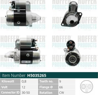 Hoffer H5035265 - Стартер vvparts.bg