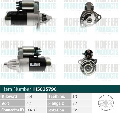 Hoffer H5035790 - Стартер vvparts.bg