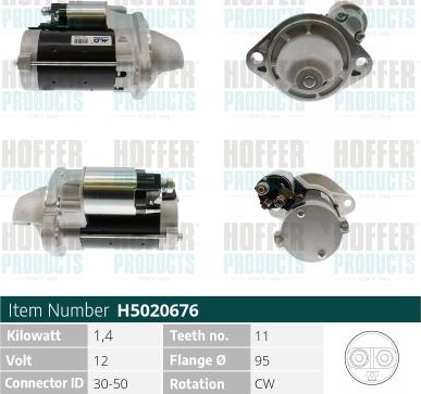 Hoffer H5020676 - Стартер vvparts.bg