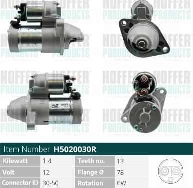 Hoffer H5020030R - Стартер vvparts.bg