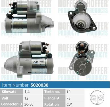 Hoffer H5020030 - Стартер vvparts.bg