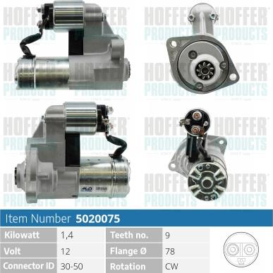 Hoffer H5020075 - Стартер vvparts.bg