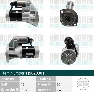 Hoffer H5020301 - Стартер vvparts.bg