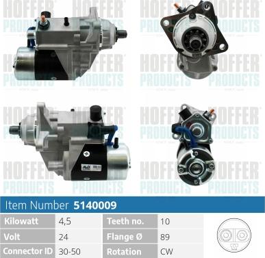 Hoffer H5140009 - Стартер vvparts.bg