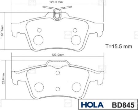 Hola BD845 - Комплект спирачно феродо, дискови спирачки vvparts.bg