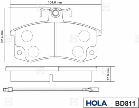 Hola BD811 - Комплект спирачно феродо, дискови спирачки vvparts.bg