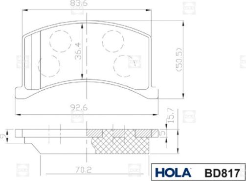 Hola BD817 - Комплект спирачно феродо, дискови спирачки vvparts.bg