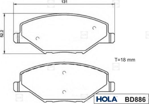 Hola BD886 - Комплект спирачно феродо, дискови спирачки vvparts.bg