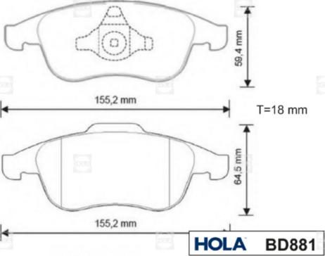 Hola BD881 - Комплект спирачно феродо, дискови спирачки vvparts.bg