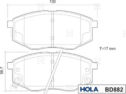 Hola BD882 - Комплект спирачно феродо, дискови спирачки vvparts.bg