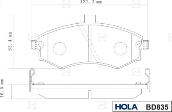 Hola BD835 - Комплект спирачно феродо, дискови спирачки vvparts.bg