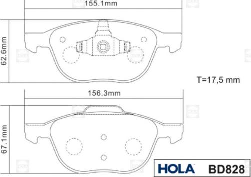 Hola BD828 - Комплект спирачно феродо, дискови спирачки vvparts.bg