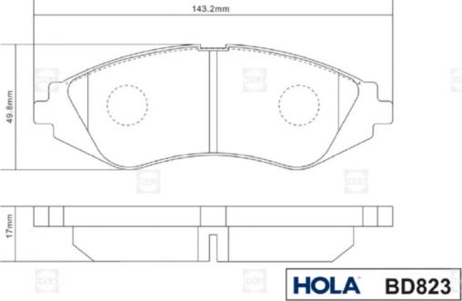 Hola BD823 - Комплект спирачно феродо, дискови спирачки vvparts.bg