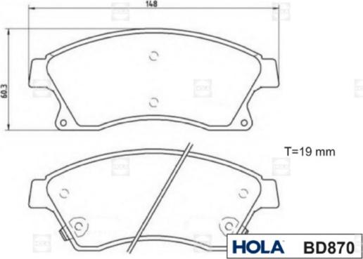 Hola BD870 - Комплект спирачно феродо, дискови спирачки vvparts.bg