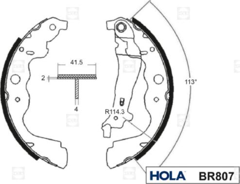 Hola BR807 - Комплект спирачна челюст vvparts.bg