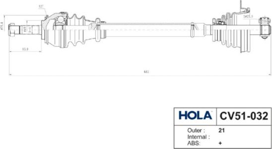 Hola CV51-032 - Полуоска vvparts.bg