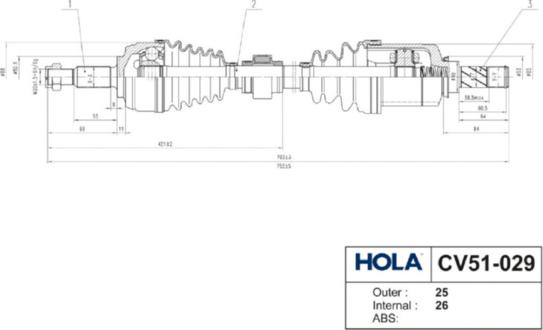 Hola CV51-029 - Полуоска vvparts.bg