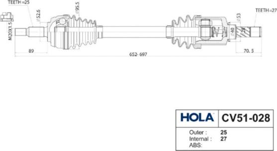 Hola CV51-028 - Полуоска vvparts.bg