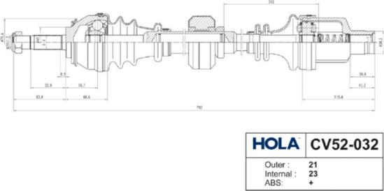 Hola CV52-032 - Полуоска vvparts.bg